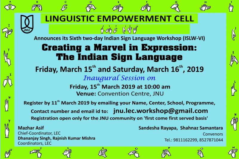 LEC announces two day Indian Sign Language workshop 